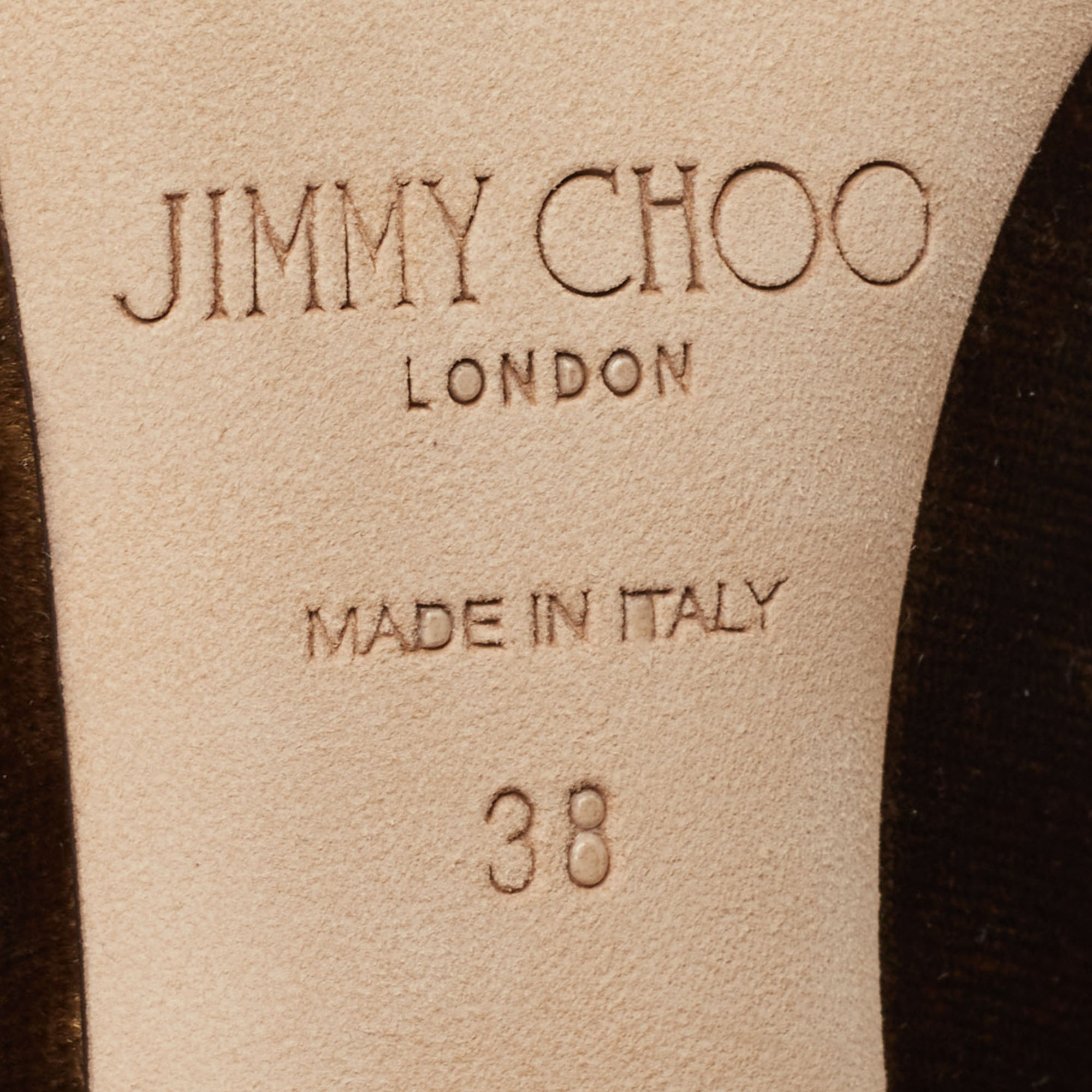 Jimmy Choo Olive Green Velvet Lacey Pumps Size 38