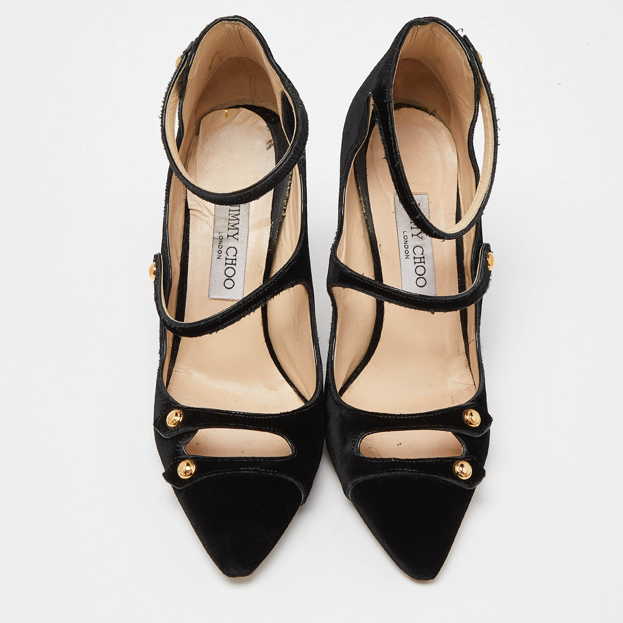 Jimmy Choo Black Velvet Lacey Pumps Size 39.5