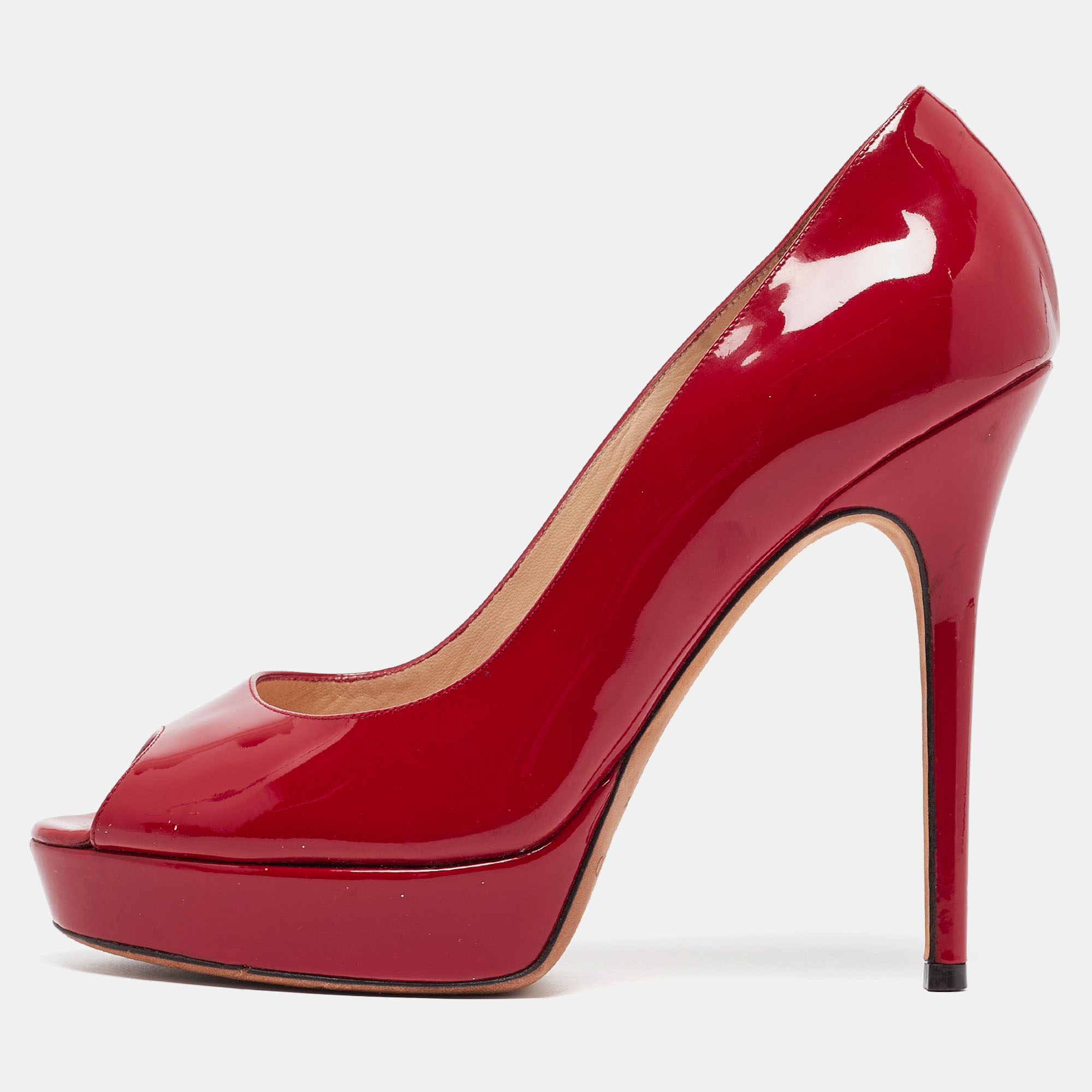 Jimmy choo red patent leather luna pumps size 38.5