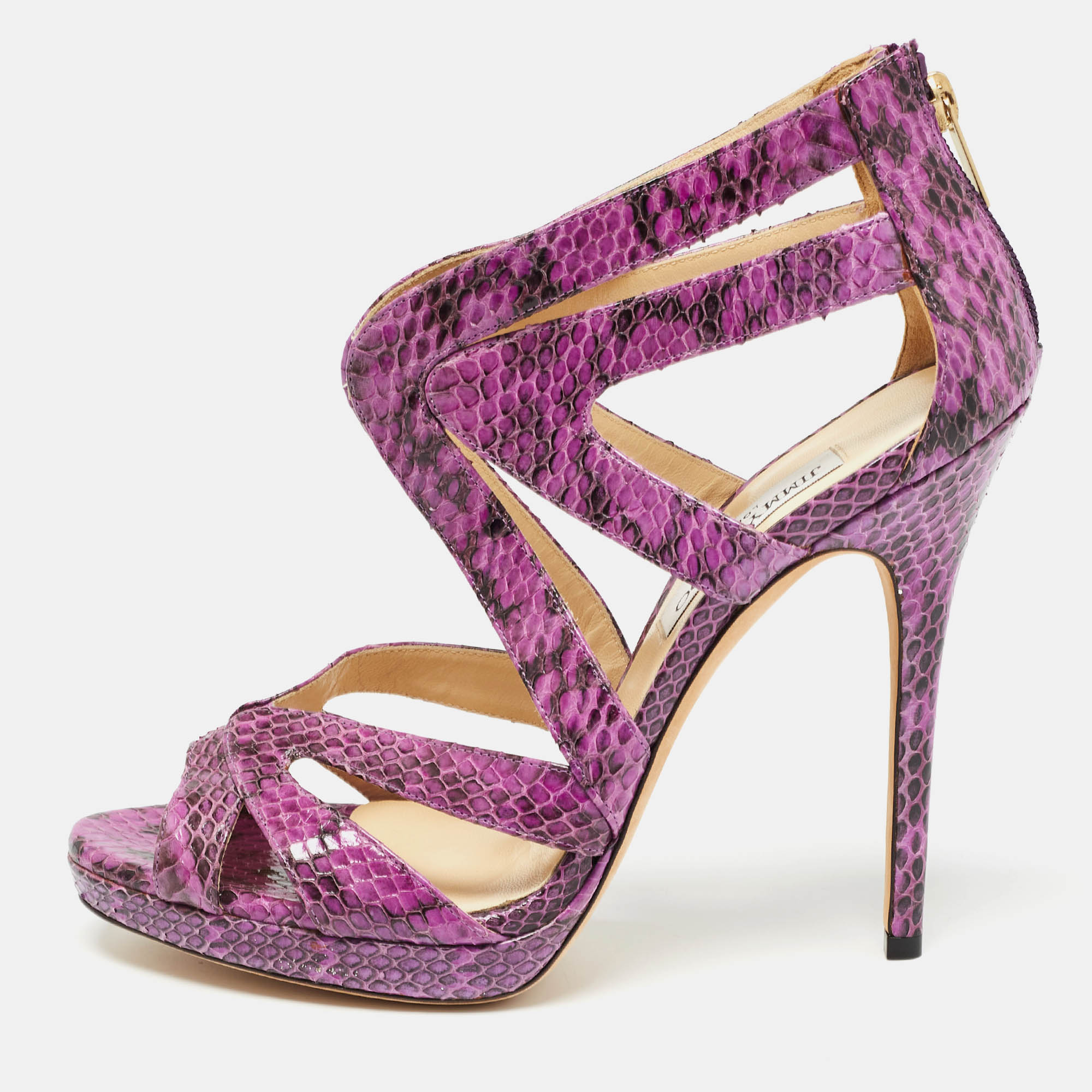 Jimmy choo purple watersnake  platform sandals size 41