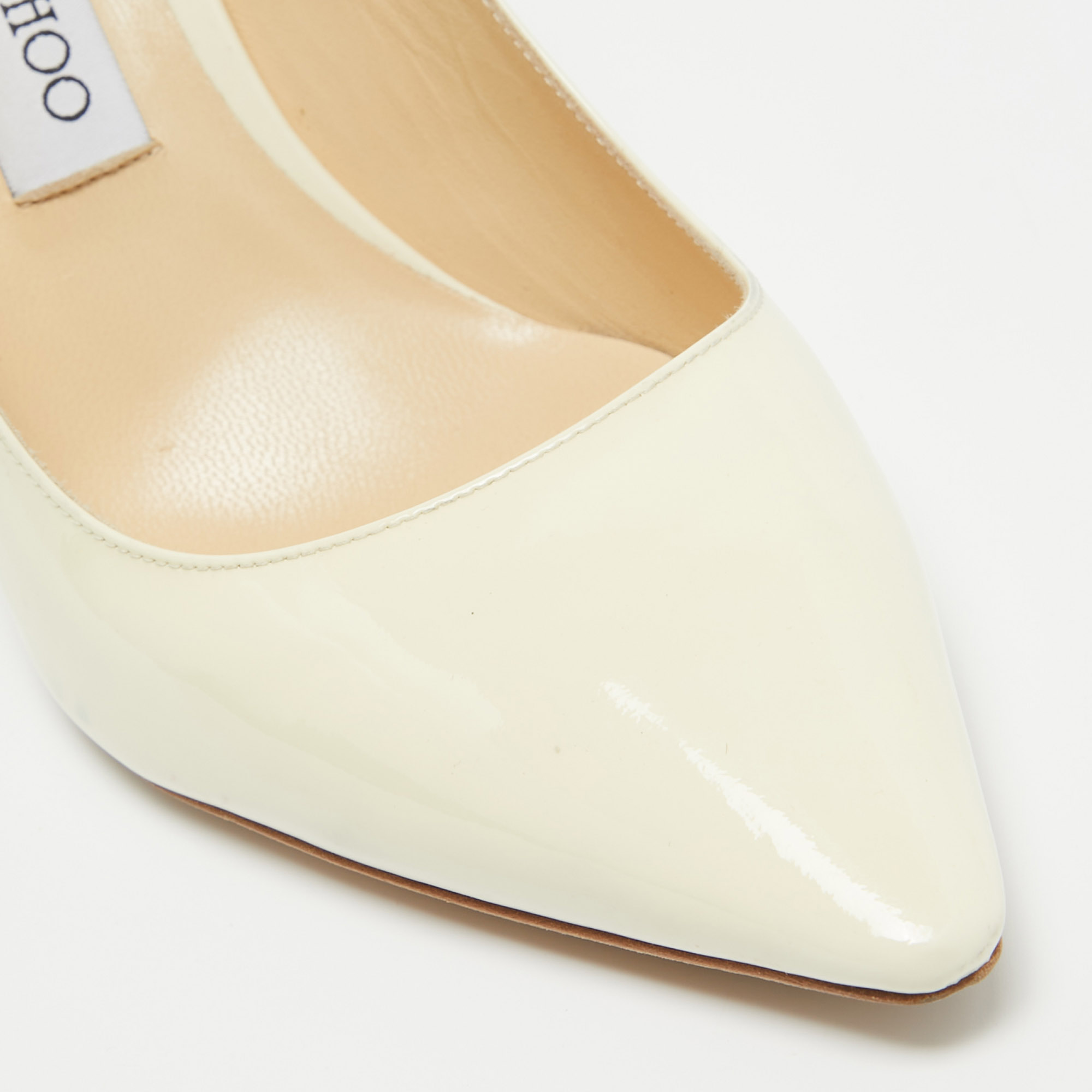 Jimmy Choo Cream Patent Leather Slingback Pointed Toe Pumps Size 41