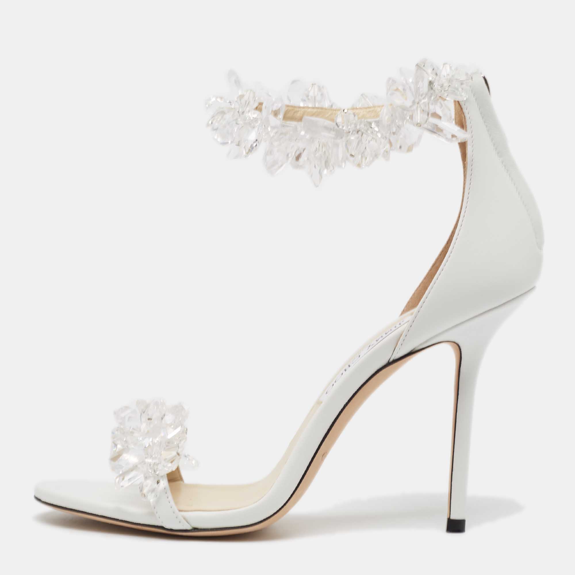 Jimmy choo white leather maisel sandals size 40