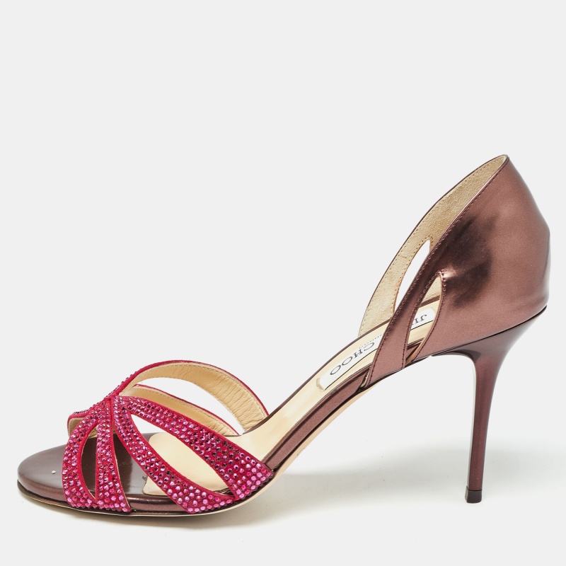 Jimmy choo pink/purple suede and leather bauble sandals size 37.5