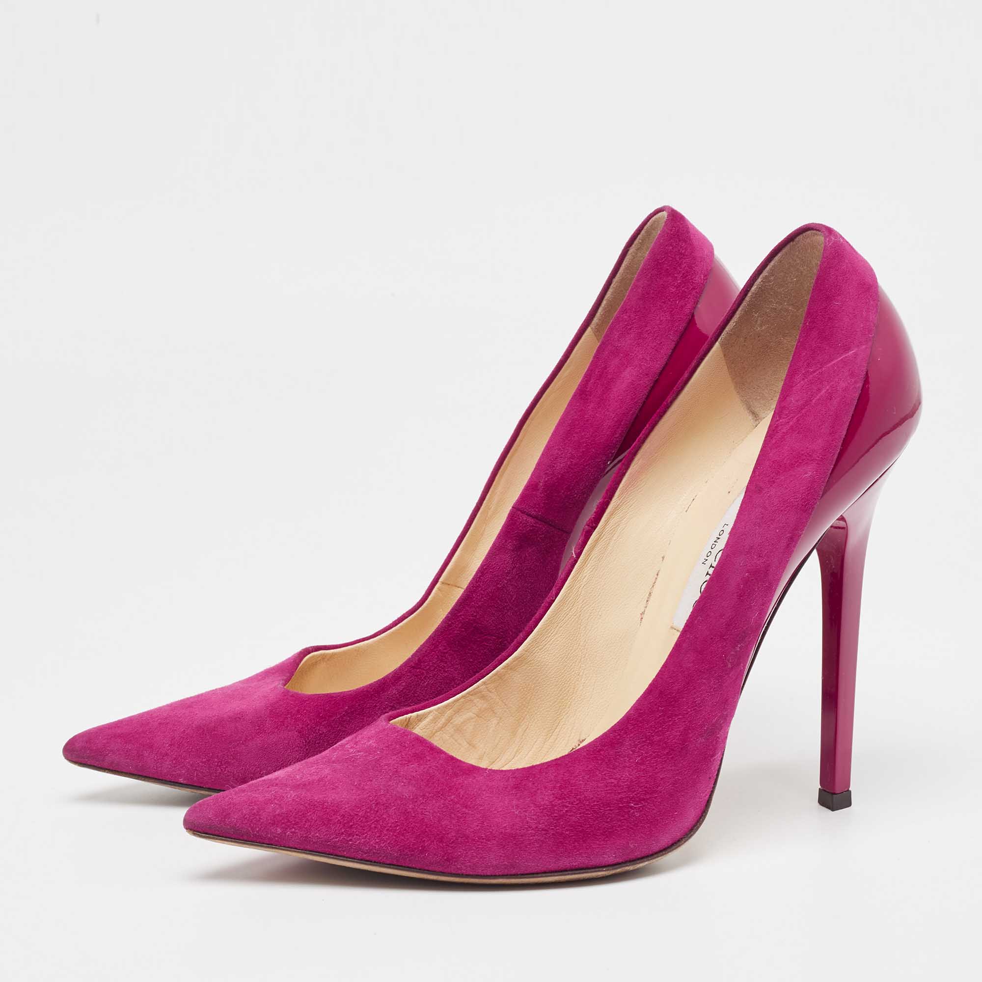 Jimmy Choo Purple Suede And Patent Leather Kayomi Pumps Size 39.5