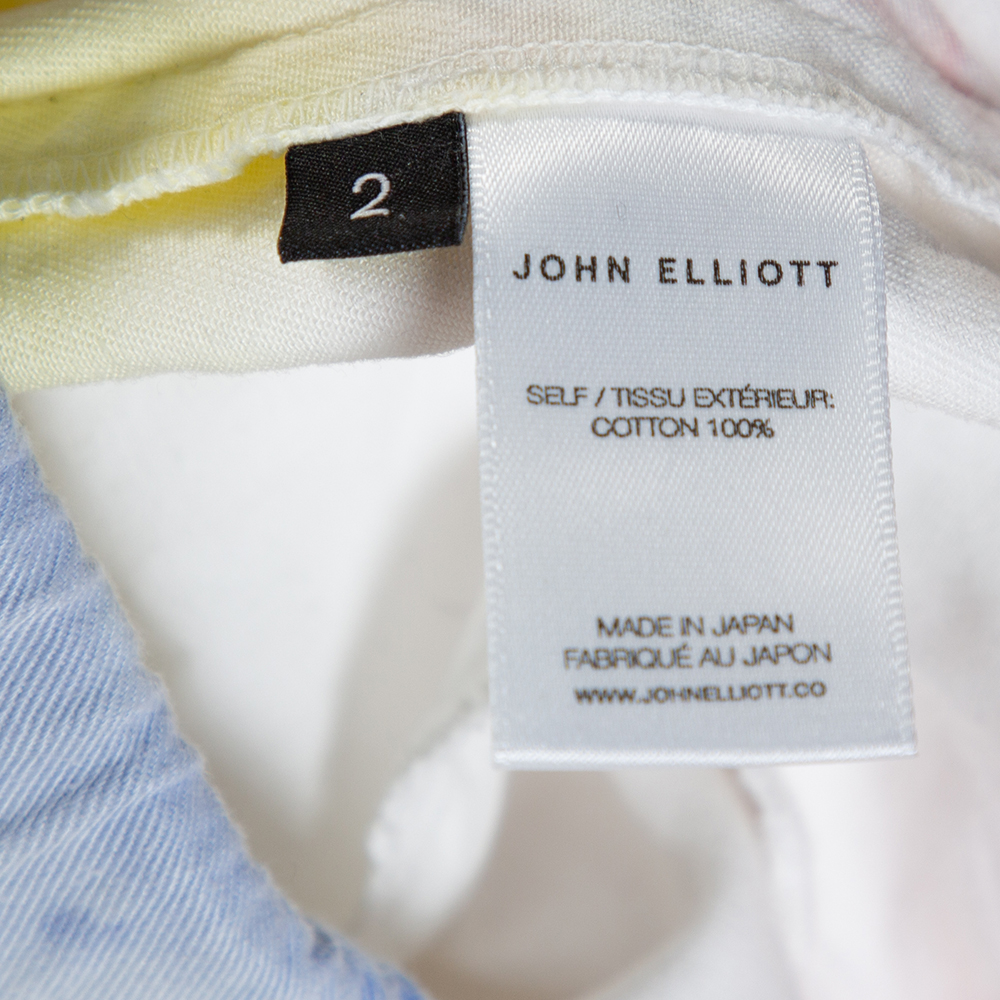 John Elliott Multicolor Ink Bloom Tie Dye Cotton Mountain Shorts S