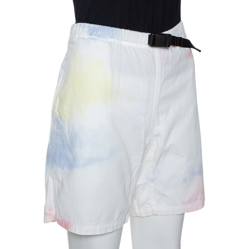 John Elliott Multicolor Ink Bloom Tie Dye Cotton Mountain Shorts S