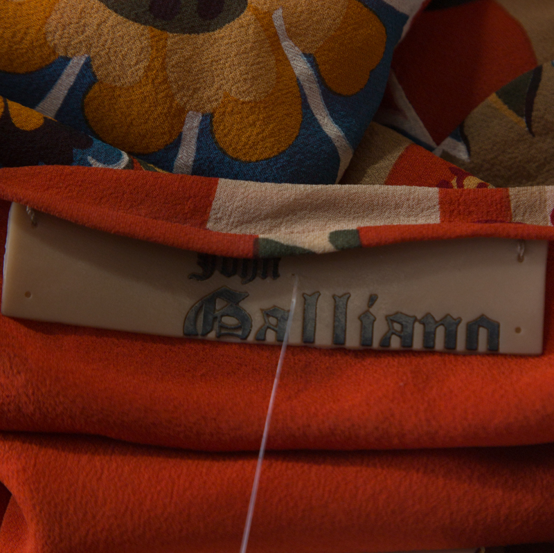 John Galliano Rust Orange Floral Print Silk Camisole Top M