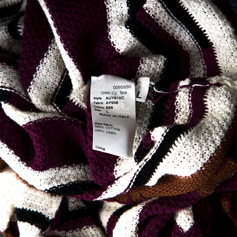 John Galliano Multicolor Striped Crochet Knit Sweater L