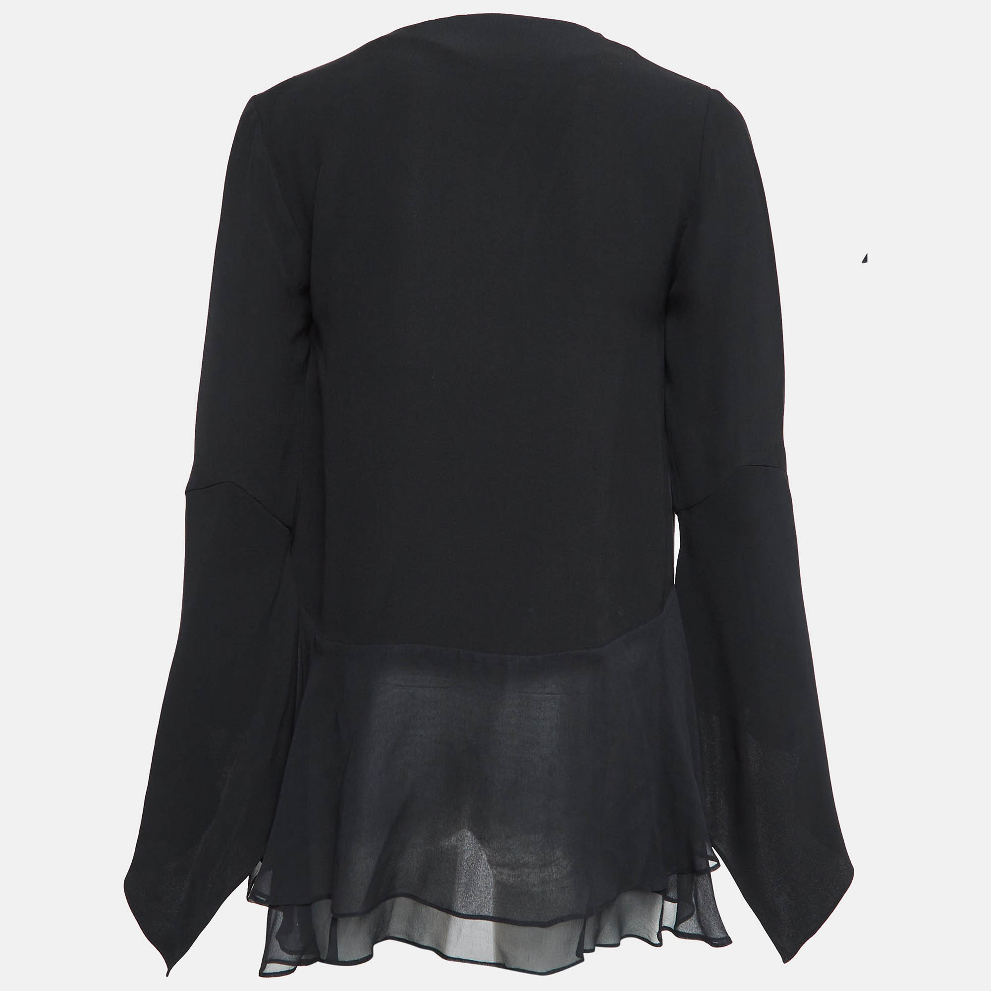 Jonathan Simkhai Black Silk Ruffled Top S