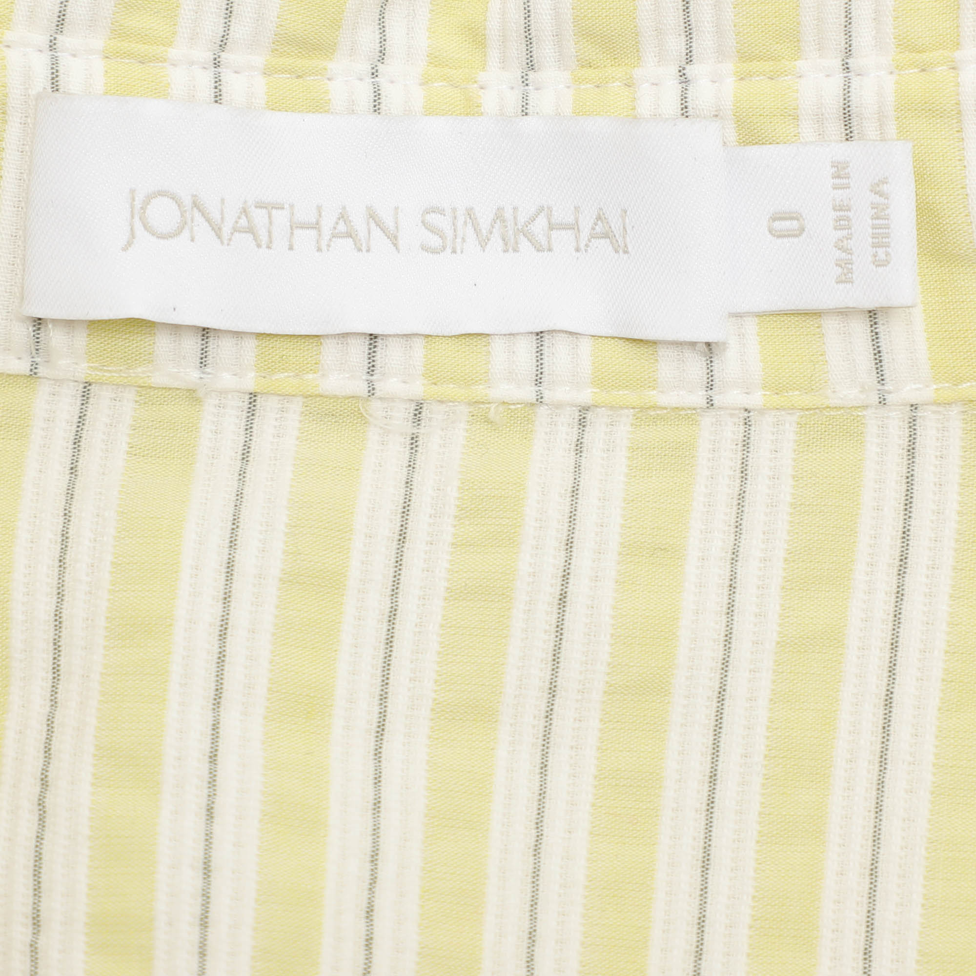 Jonathan Simkhai Green/White Striped Cotton Top XS