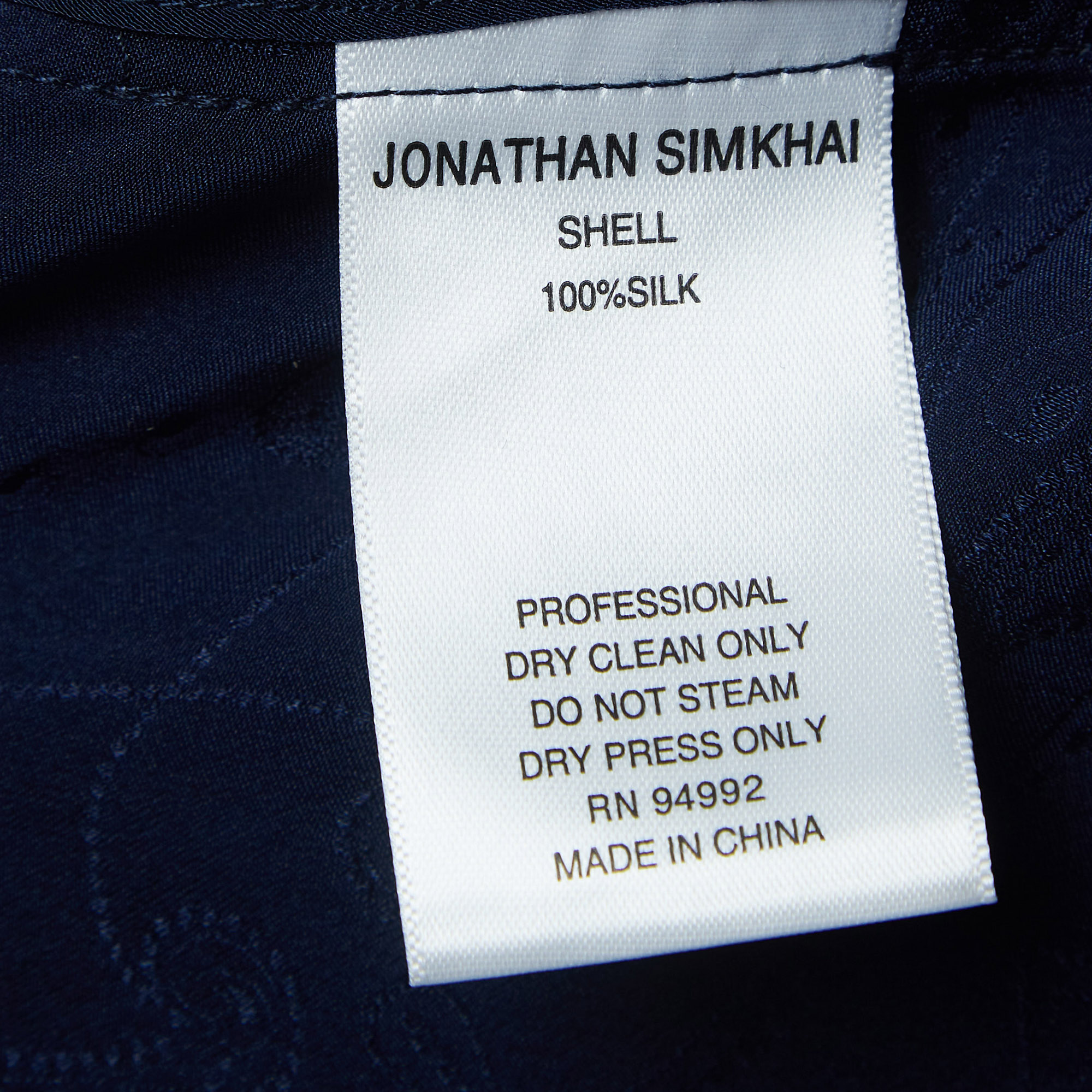 Jonathan Simkhai Navy Blue Santiago Godet Silk Midi Dress S