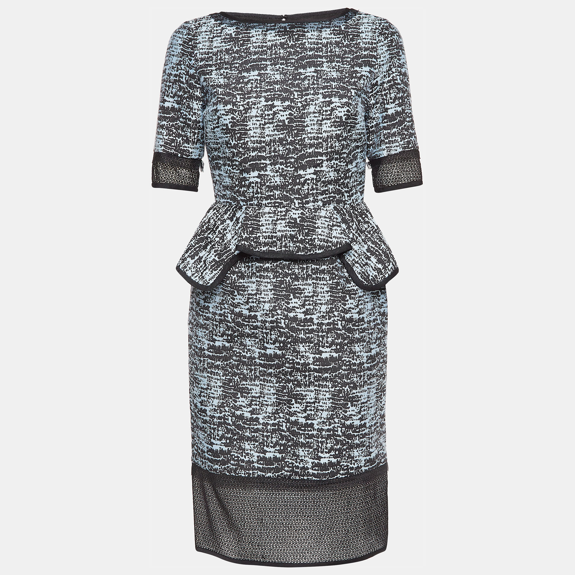 Jonathan simkhai blue/black patterned nylon and cotton short dress s
