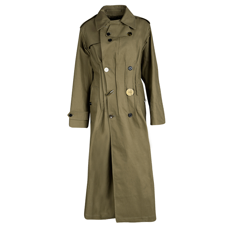 Image of Joseph Khaki Twist Cotton Urb Double Breasted Trench Coat M