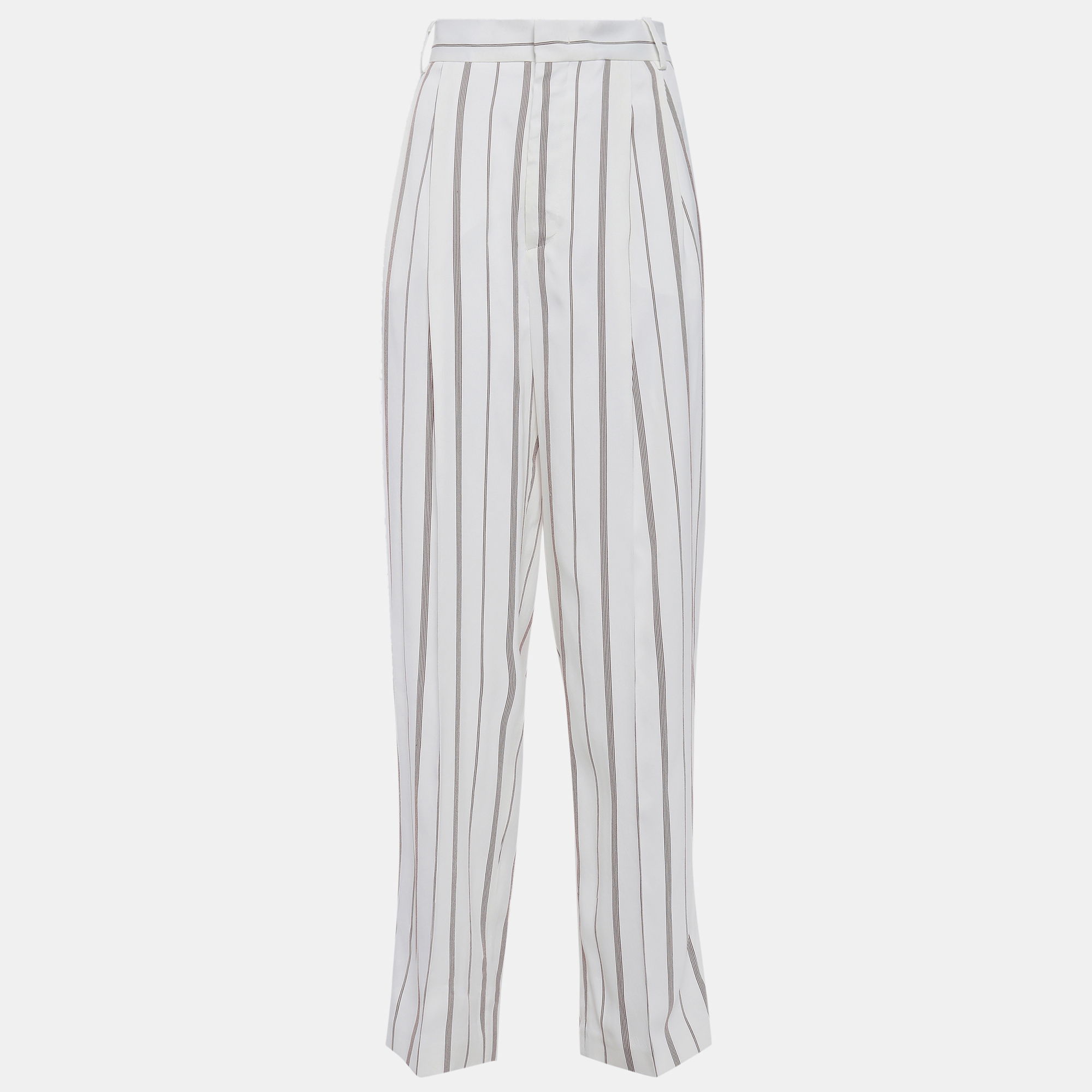 Joseph white striped cotton blend wide leg pants s (fr 34)
