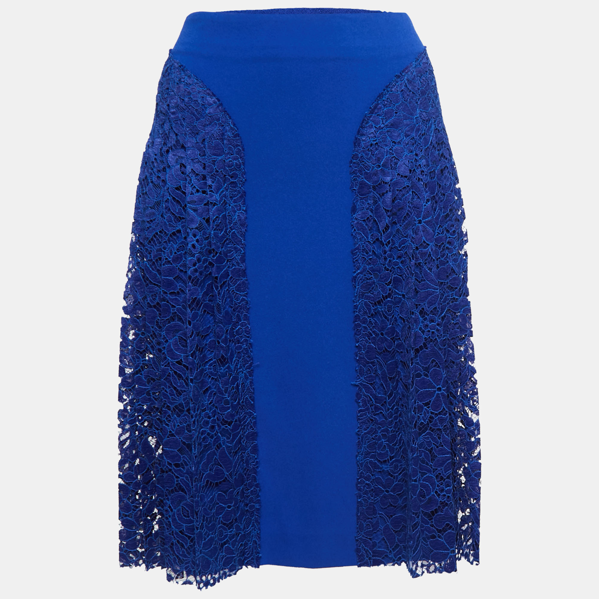 Joseph Blue Crepe & Lace Paneled Skirt S