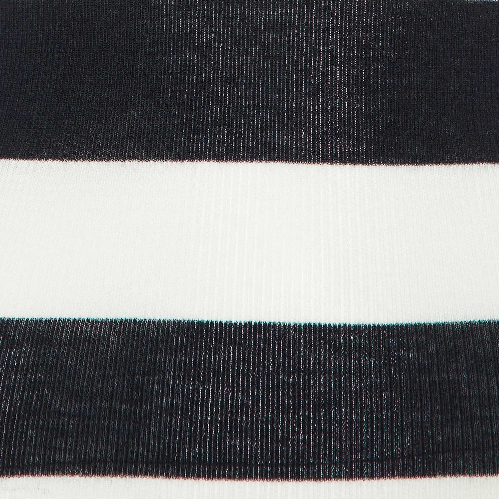 Joseph Black/White Stripe Cashmere High Neck Sweater XS