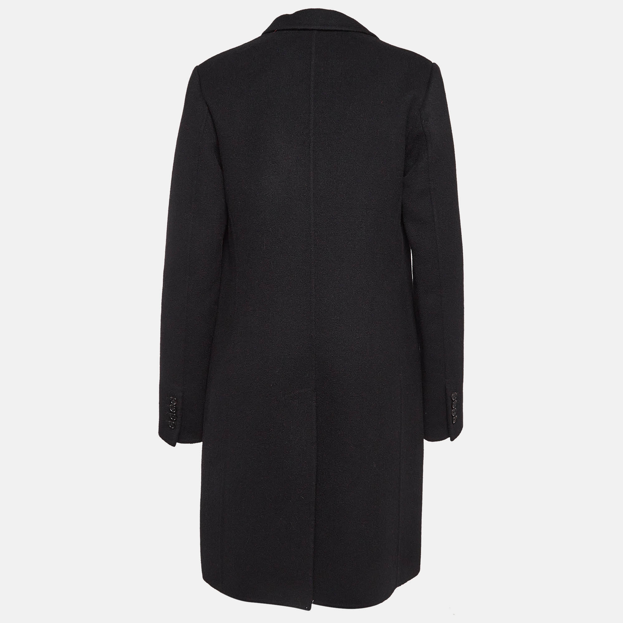 Joseph Black Wool & Cashmere Mid-Length Coat L