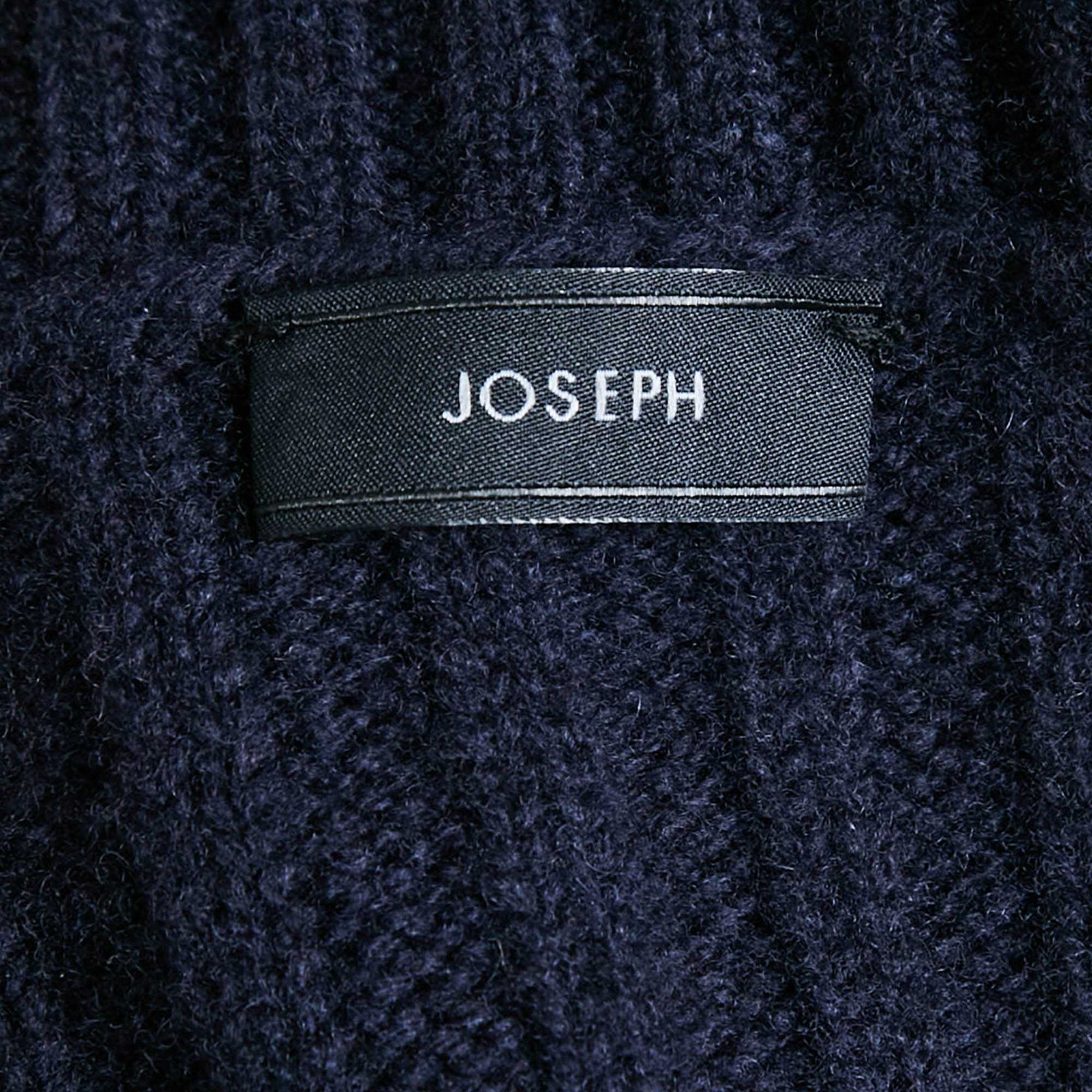 Joseph Navy Blue Rib Knit Wool Buttoned Poncho L