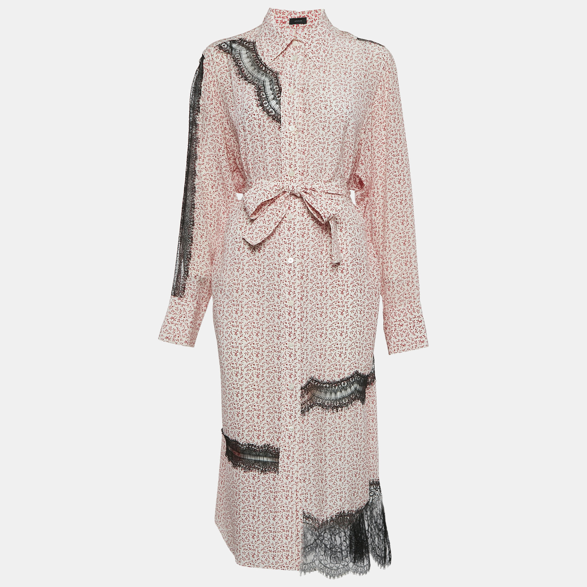 Joseph White Floral Silk Lace Trimmed Claude Midi Shirt Dress L
Joseph White Floral Silk Lace Trimmed Claude Midi Shirt Dress L