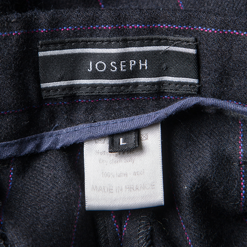 Joseph Black Striped Wool Trousers L