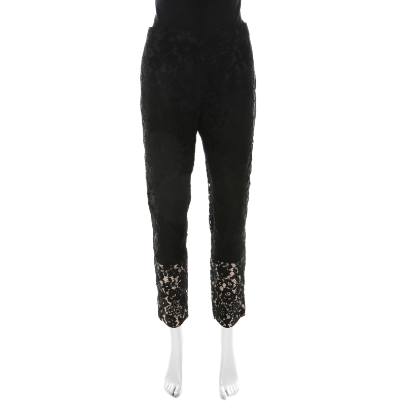 Image of Joseph Black Lace Straight Leg Lennox Trousers L