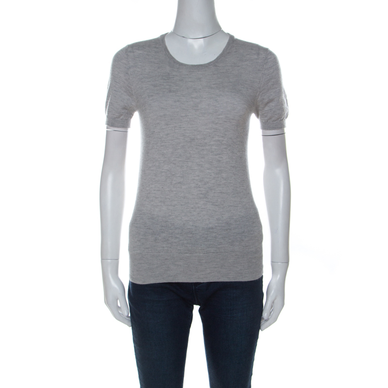 Image of Joseph Grey Cashair Cashmere Knitted T-Shirt S
