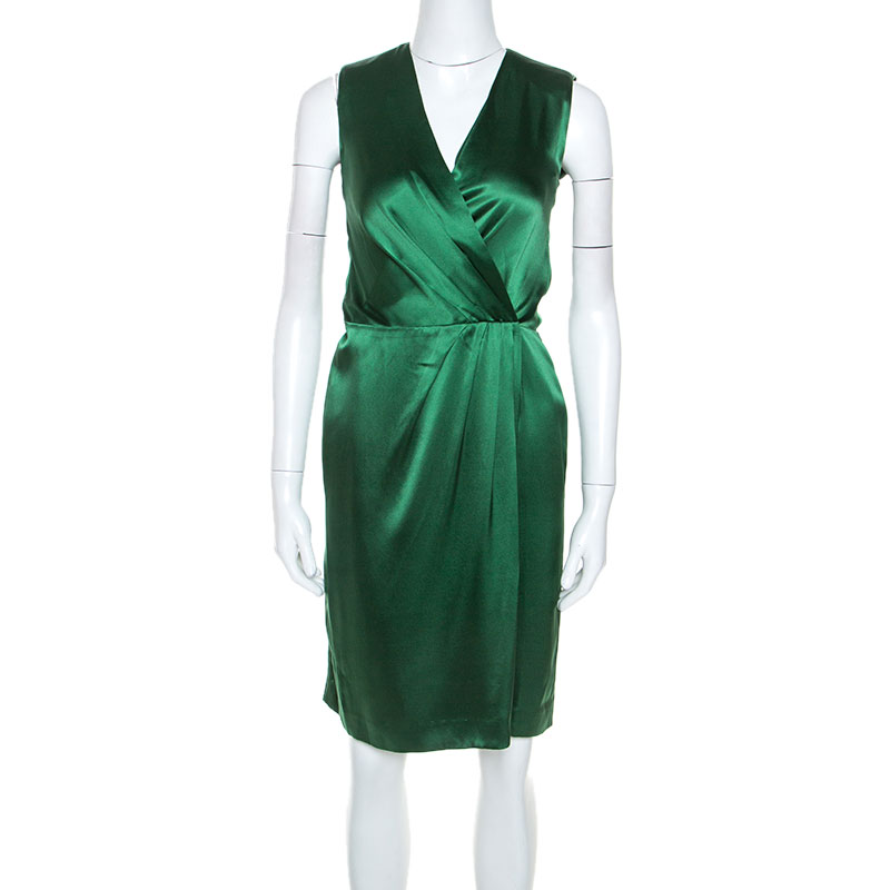 Image of Joseph Green Silk Satin Stellina Wrap Dress M