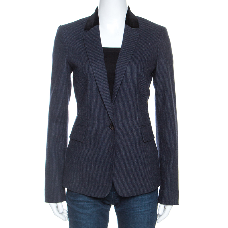 Image of Joseph Navy Blue Wool Prisca Small Stripe Blazer S