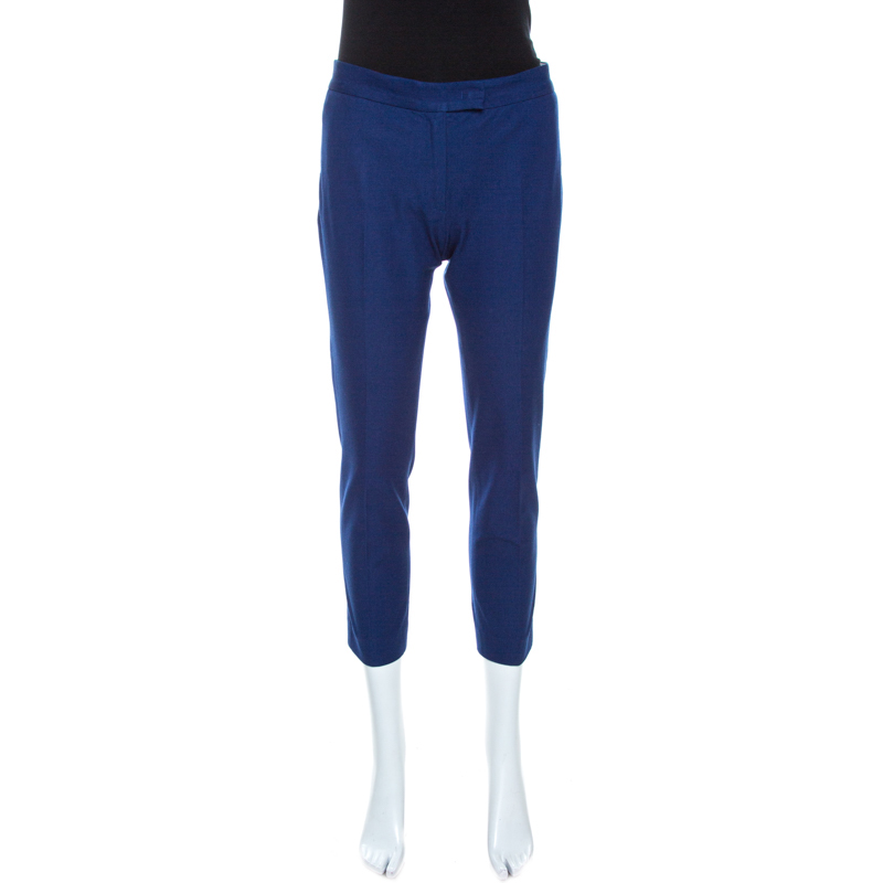 Image of Joseph Blue Stretch Gabardine Queen Fit Cropped Pants S