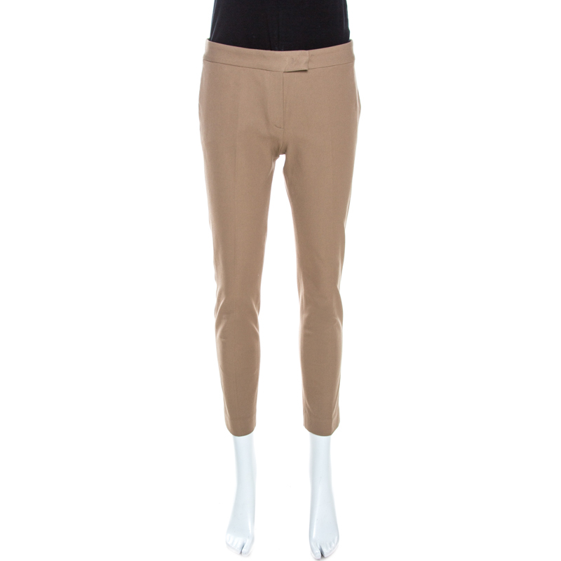Image of Joseph Light Brown Stretch Gabardine Queen Cropped Pants S