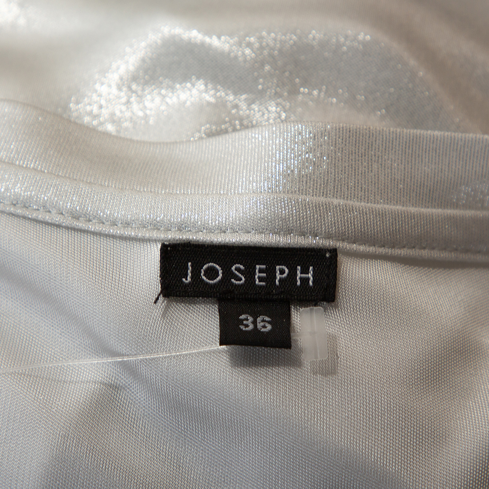 Joseph Metallic Silver Draped Front Mini Dress S