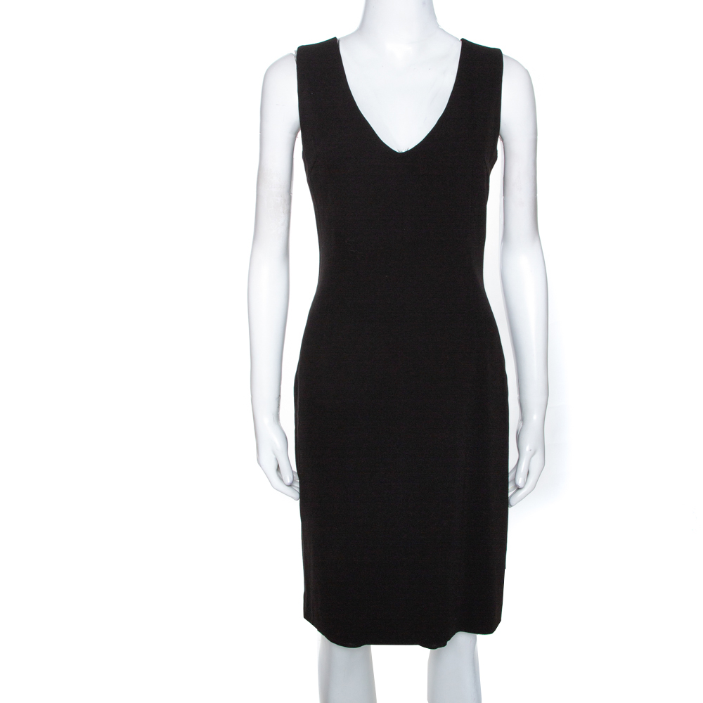 Image of Joseph Black Crepe V Neck Sleeveless Dress M