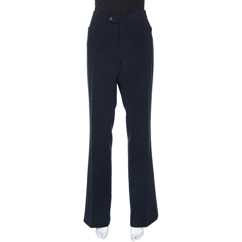 Image of Joseph Navy Blue Stretch Crepe Rocker Straight Leg Pants L
