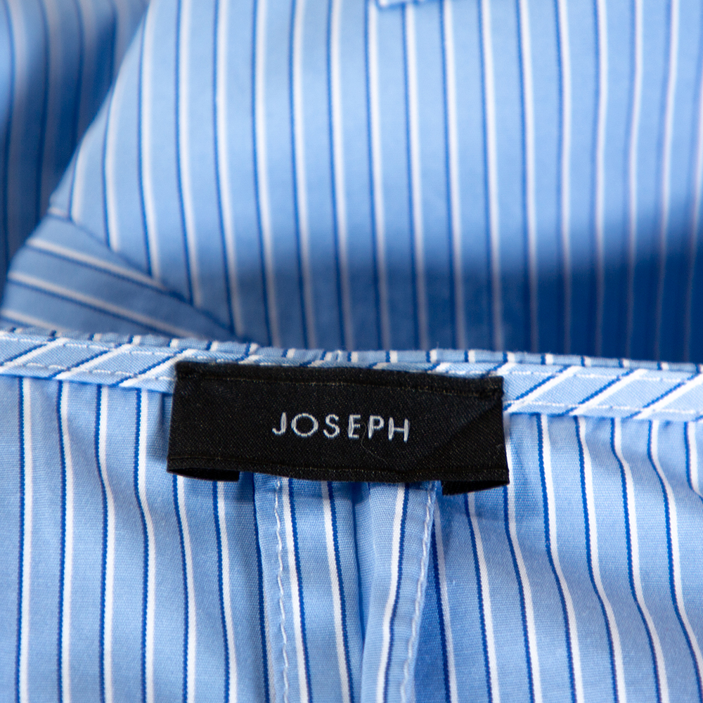 Joseph Blue Pinstripe Cotton Brair Blouse L