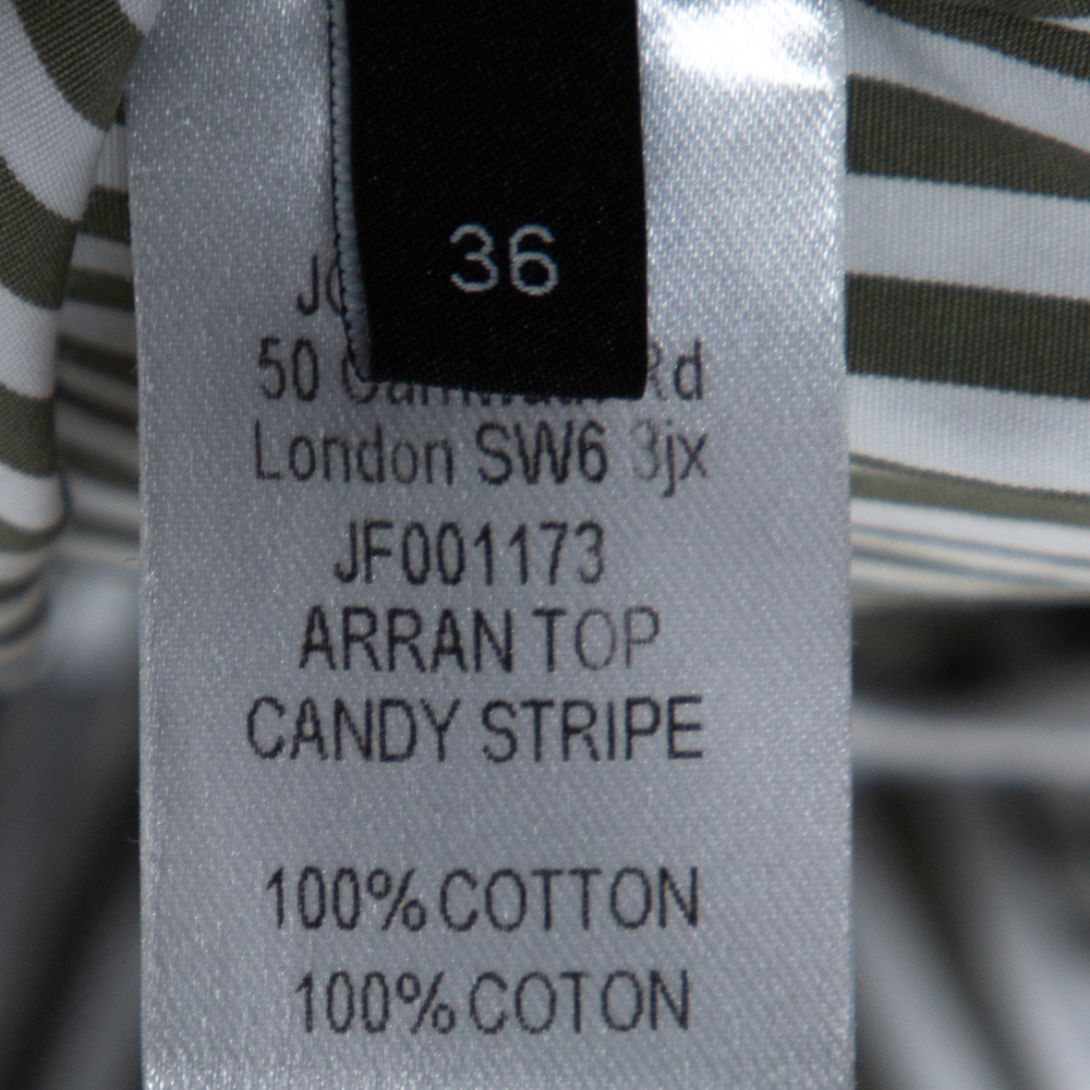Joseph Sage Green Candy Striped Cotton Arran Wrap Top S