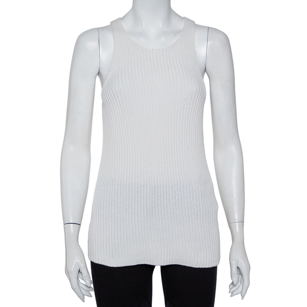 Joseph White Cable Knit Cotton Racer Back Detail Tank Top XS