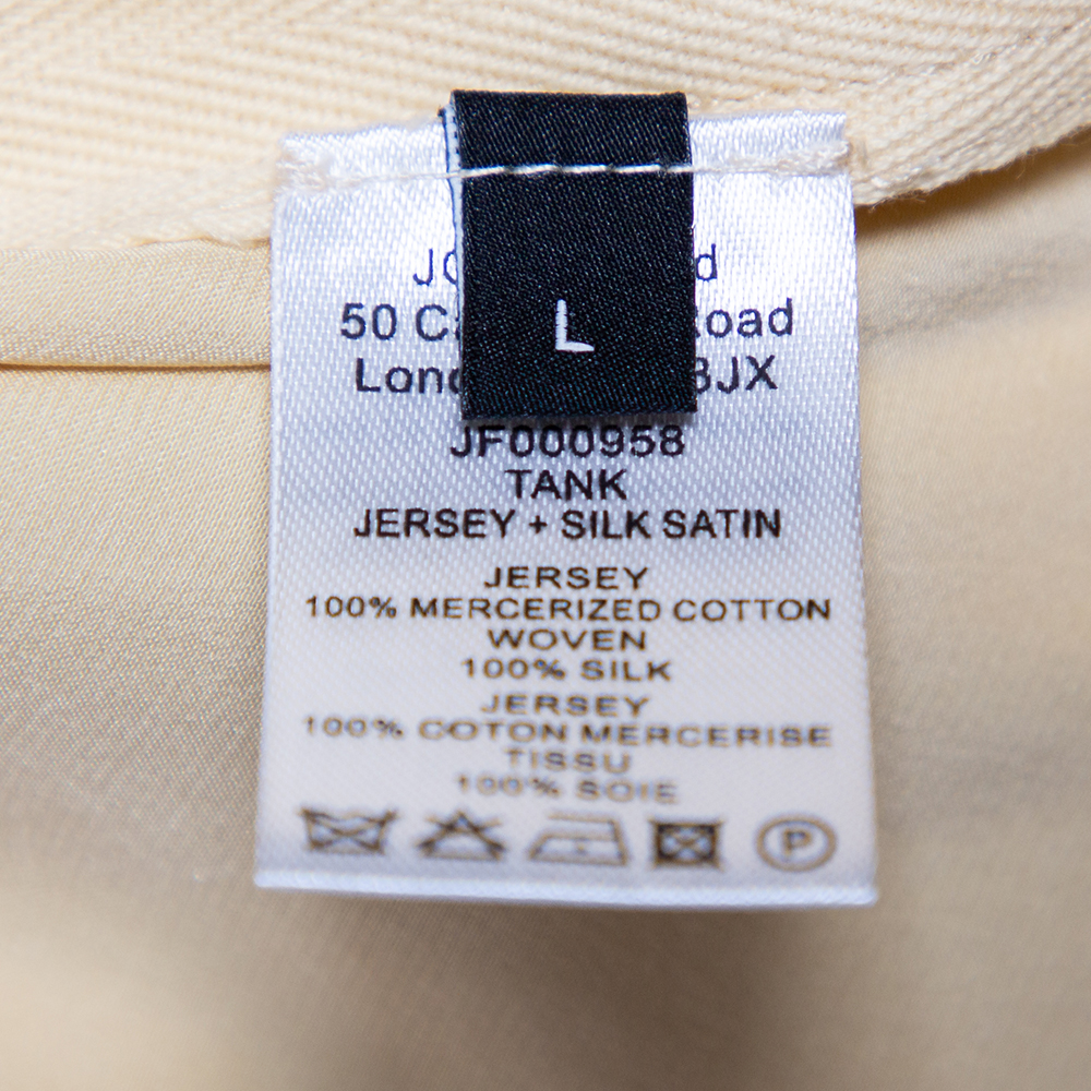 Joseph Yellow Jersey & Silk Satin Side Button Detail Tank Top L