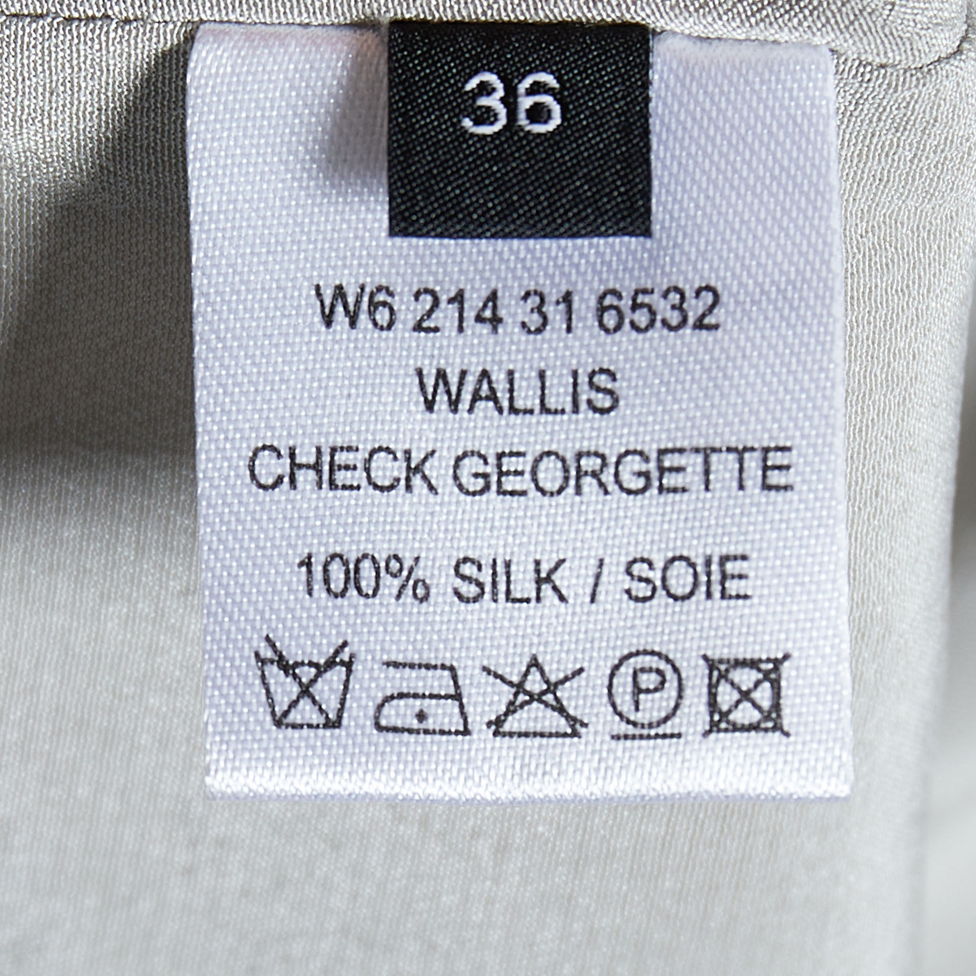 Joseph Multicolor Check Georgette & Grey Wool Overlay Wallis Top S