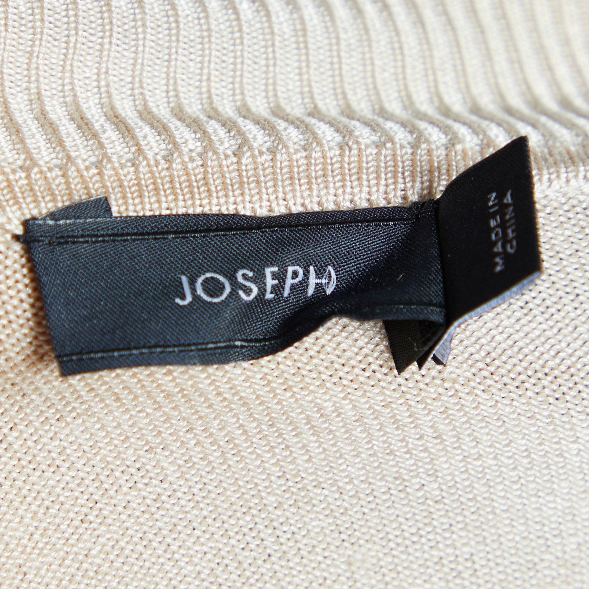 Joseph Beige Wool Knit Cross Back Detail High Low Hem Sleeveless Sweater L
