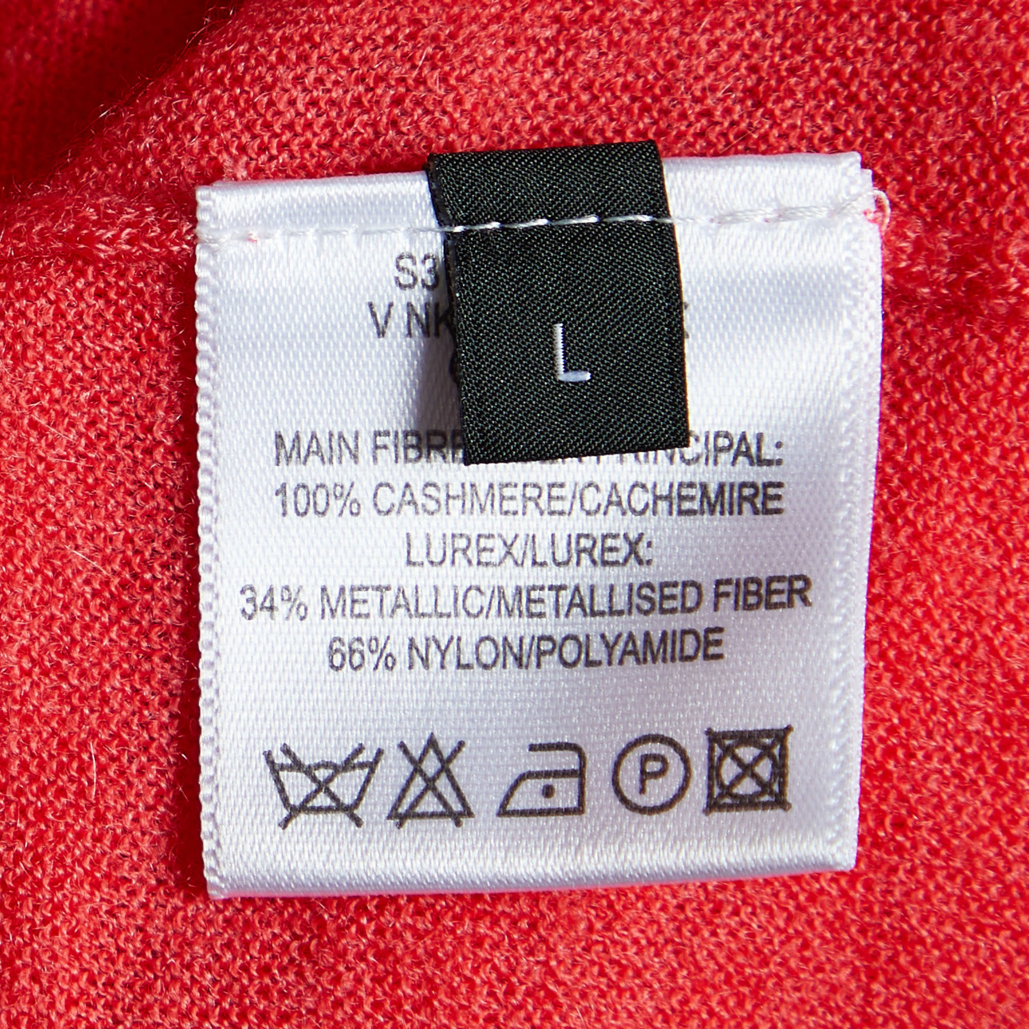 Joseph Pink Cashmere Knit Lurex Detail V-Neck Sweater L