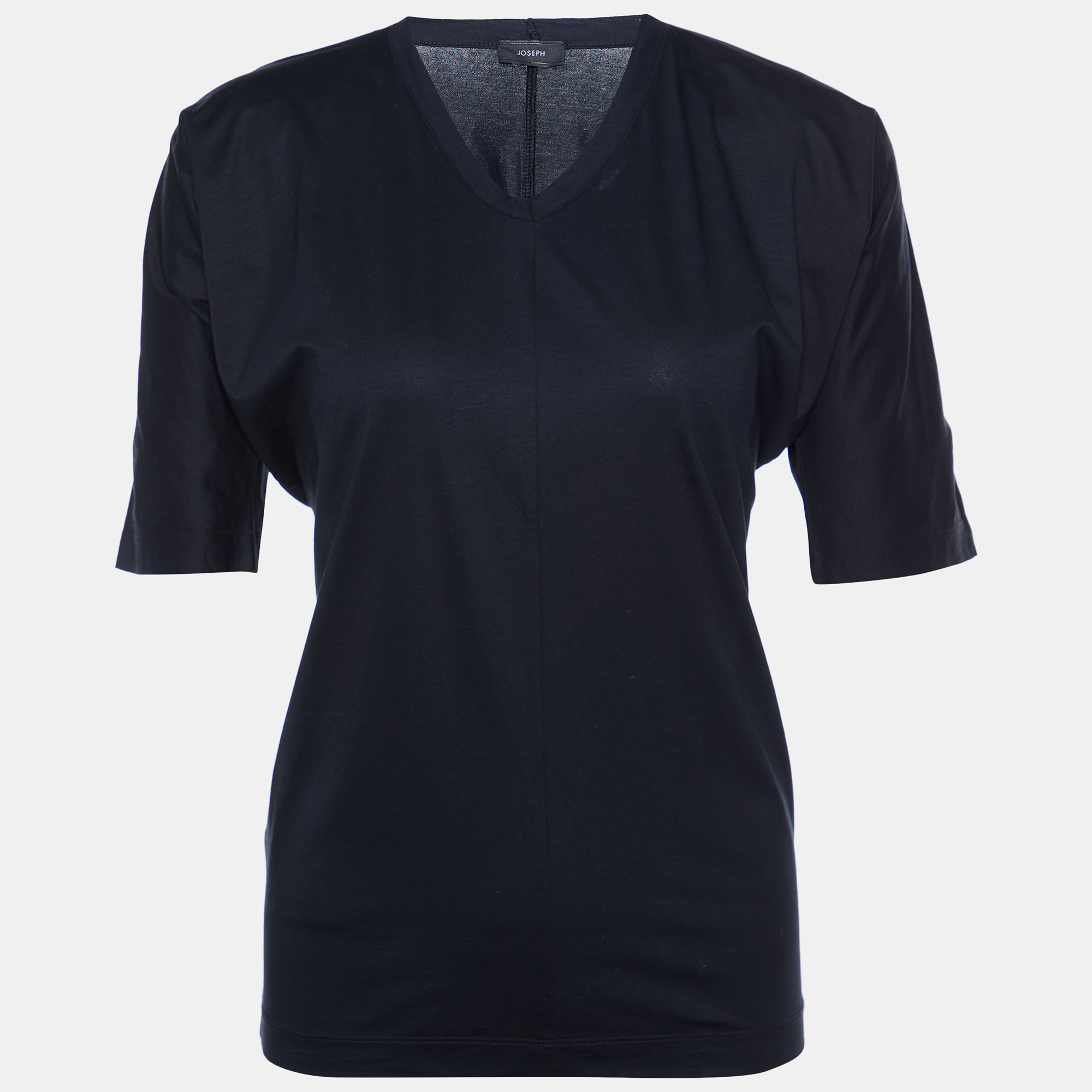 Joseph Black Cotton Knit V-Neck T-Shirt S