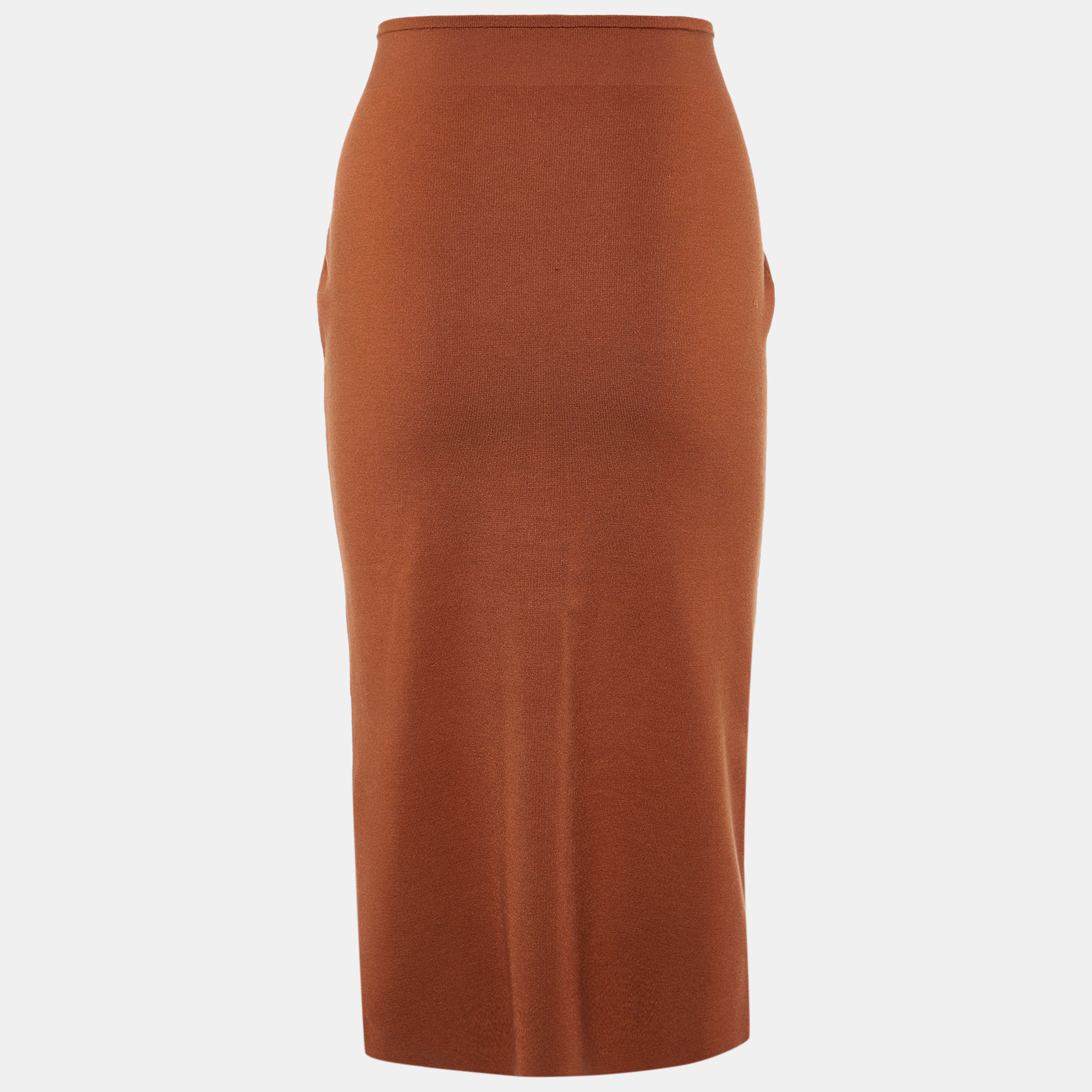 Joseph Brown Stretch Silk Knit Pencil Skirt M