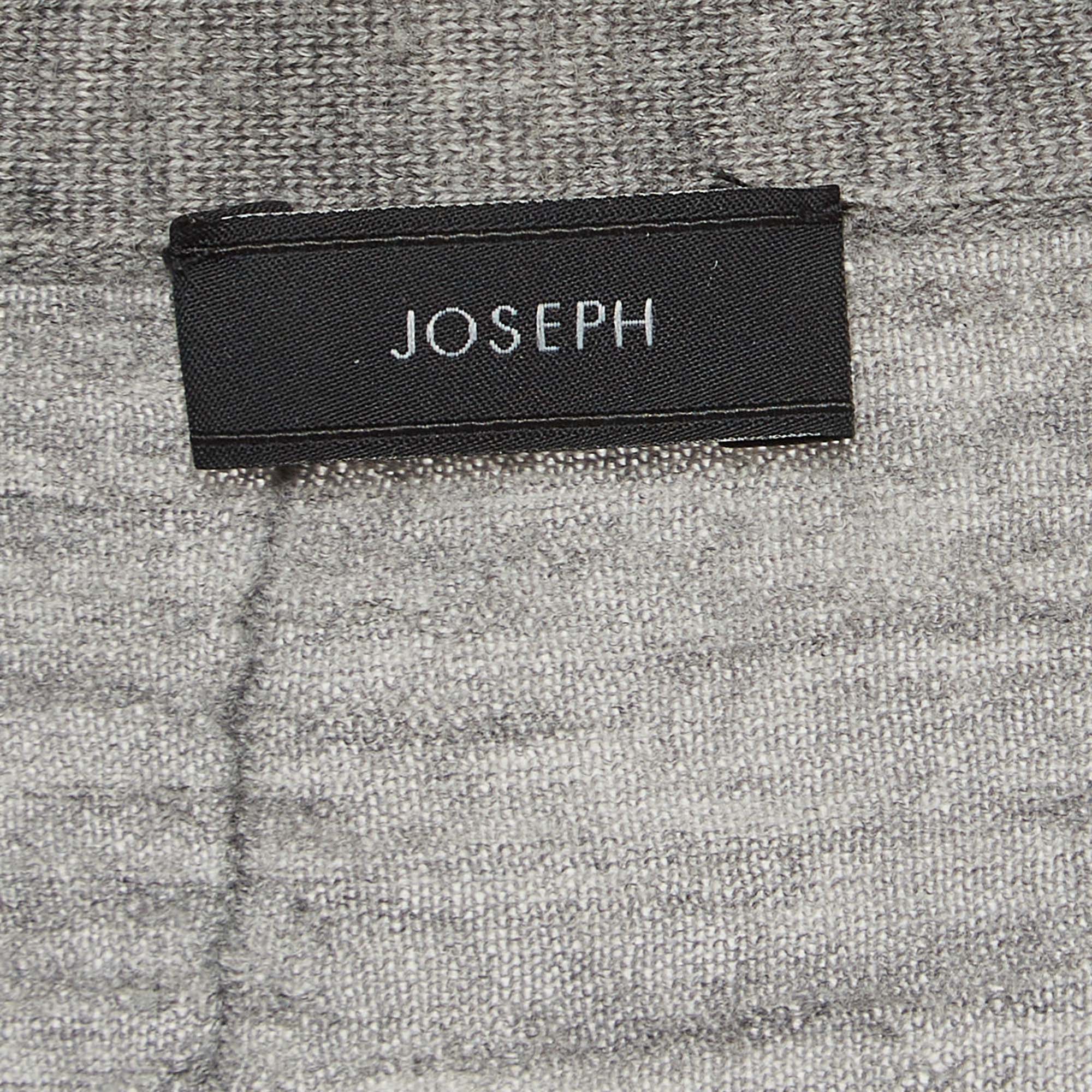 Joseph Grey Merinos Wool Rib Knit Asymmetric Cardigan S