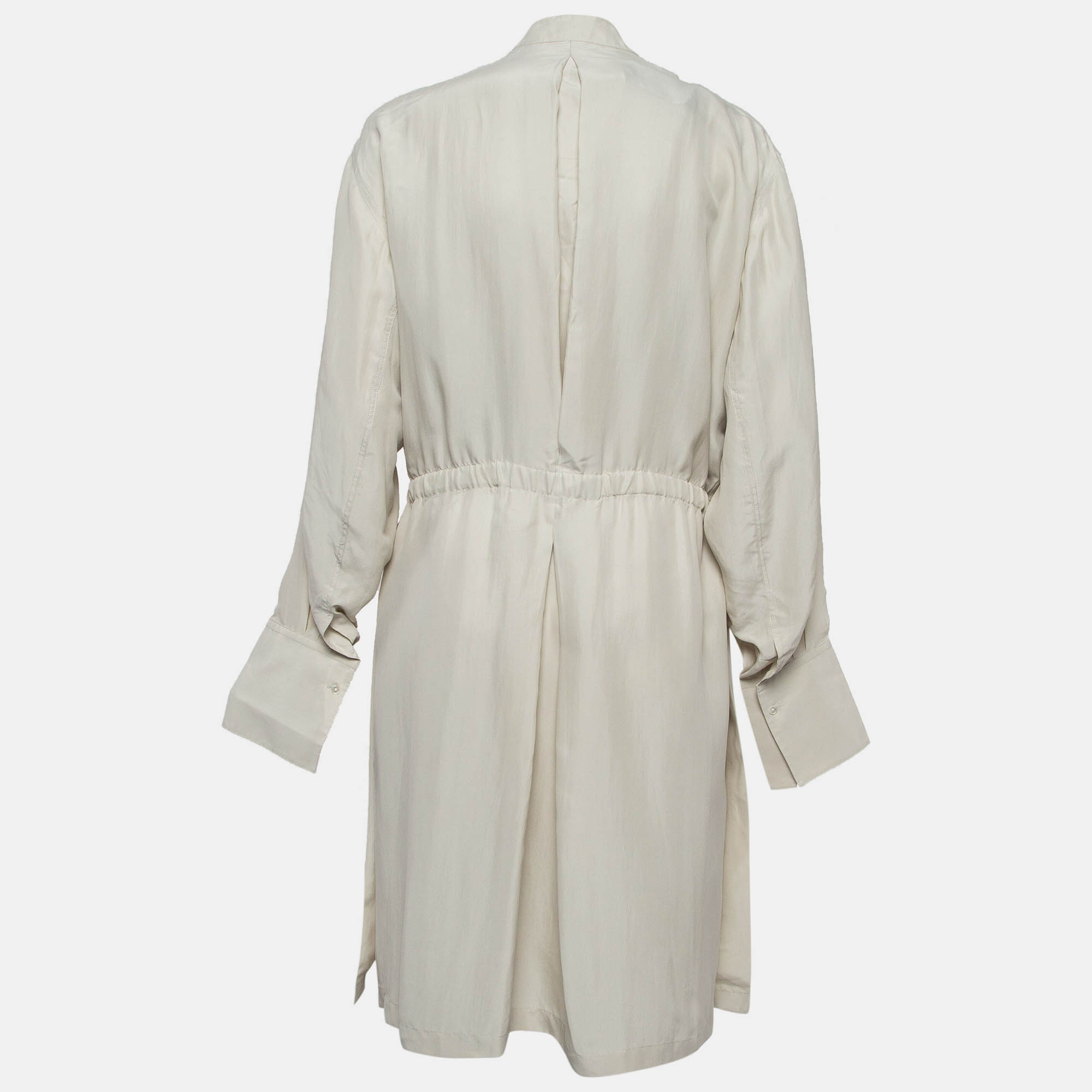 Joseph Cream Parachute Silk Belted Shirt Dress L