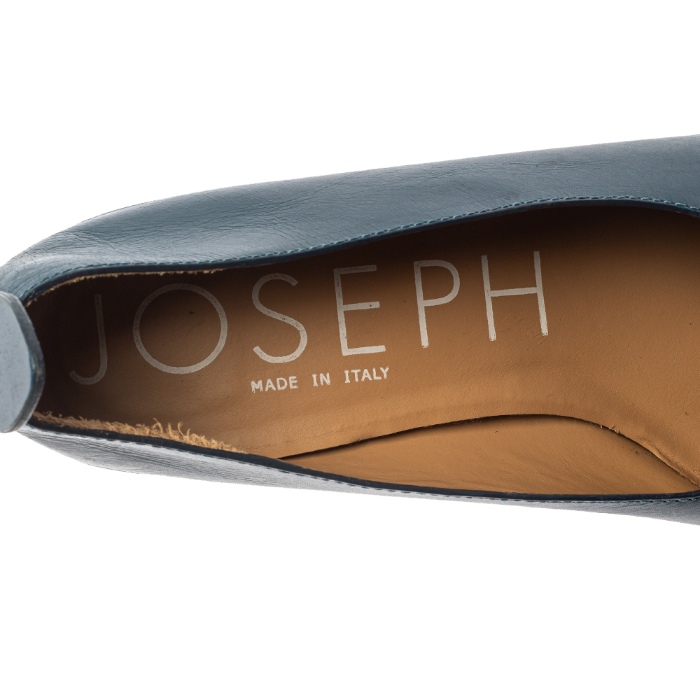 Joseph Blue Leather Block Heel Pumps Size 38.5