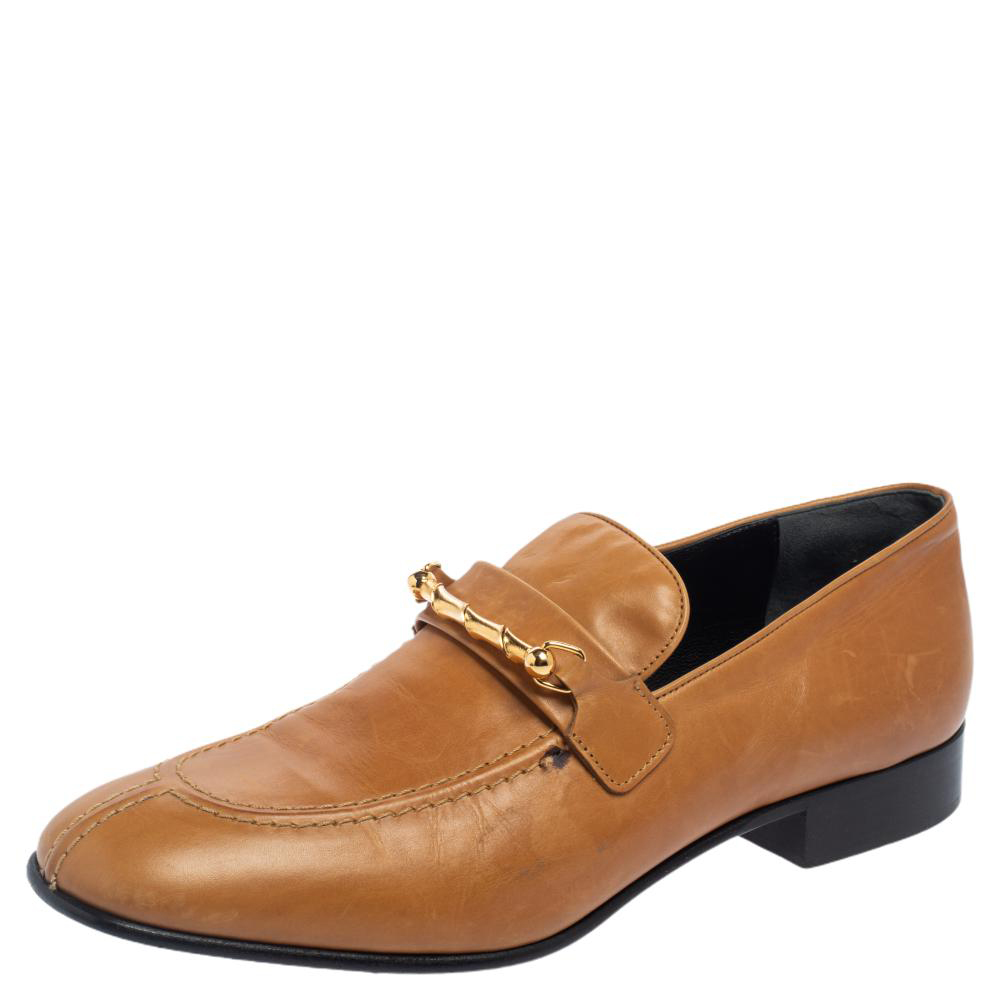 Joseph Tan Leather Embellished Slip On Loafers Size 39