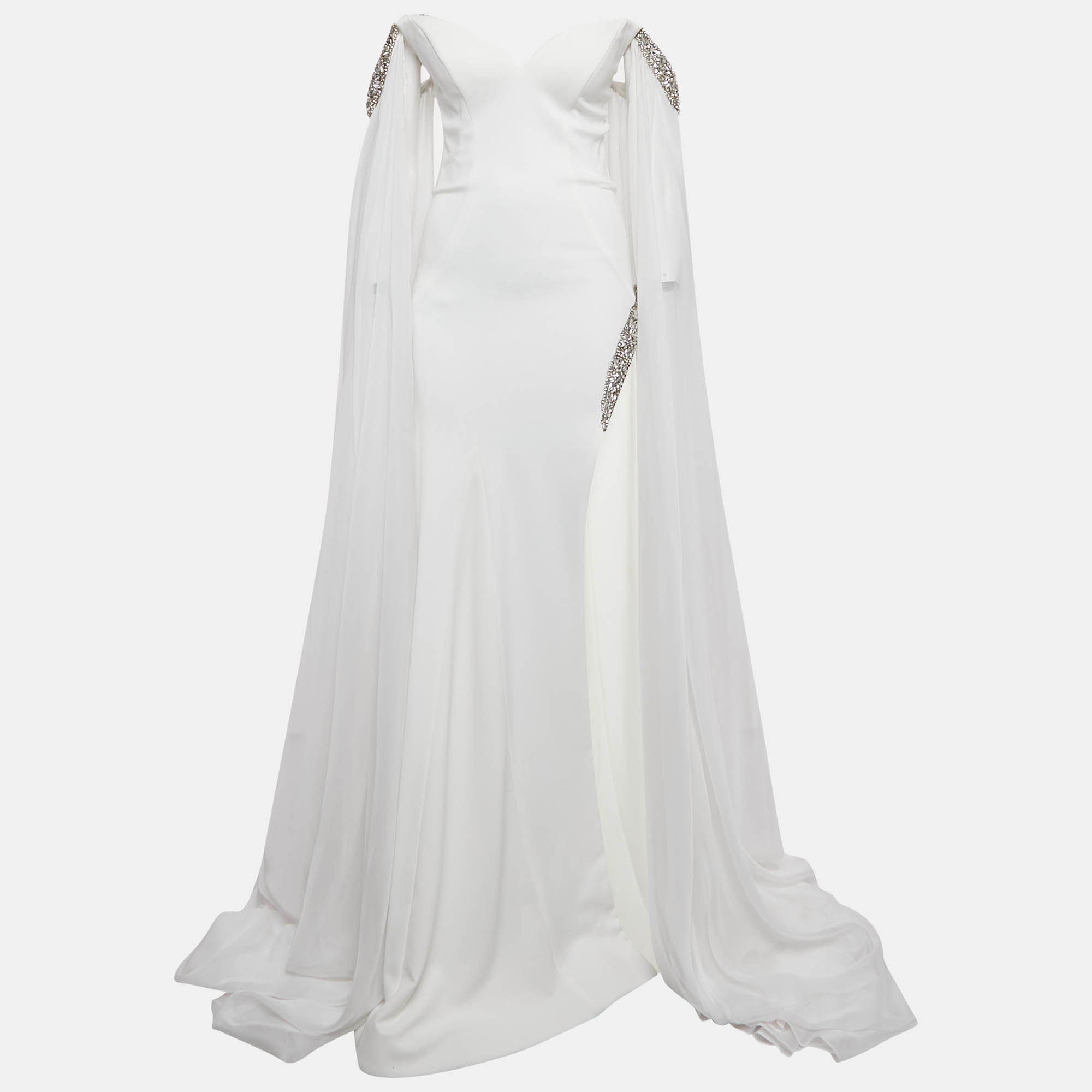 Jovani White Jersey Crystal Embellished Jersey Detachable Cape Sleeve Gown S, Yellow
Jovani White Jersey Crystal Embellished Jersey Detachable Cape Sleeve Gown S, Yellow