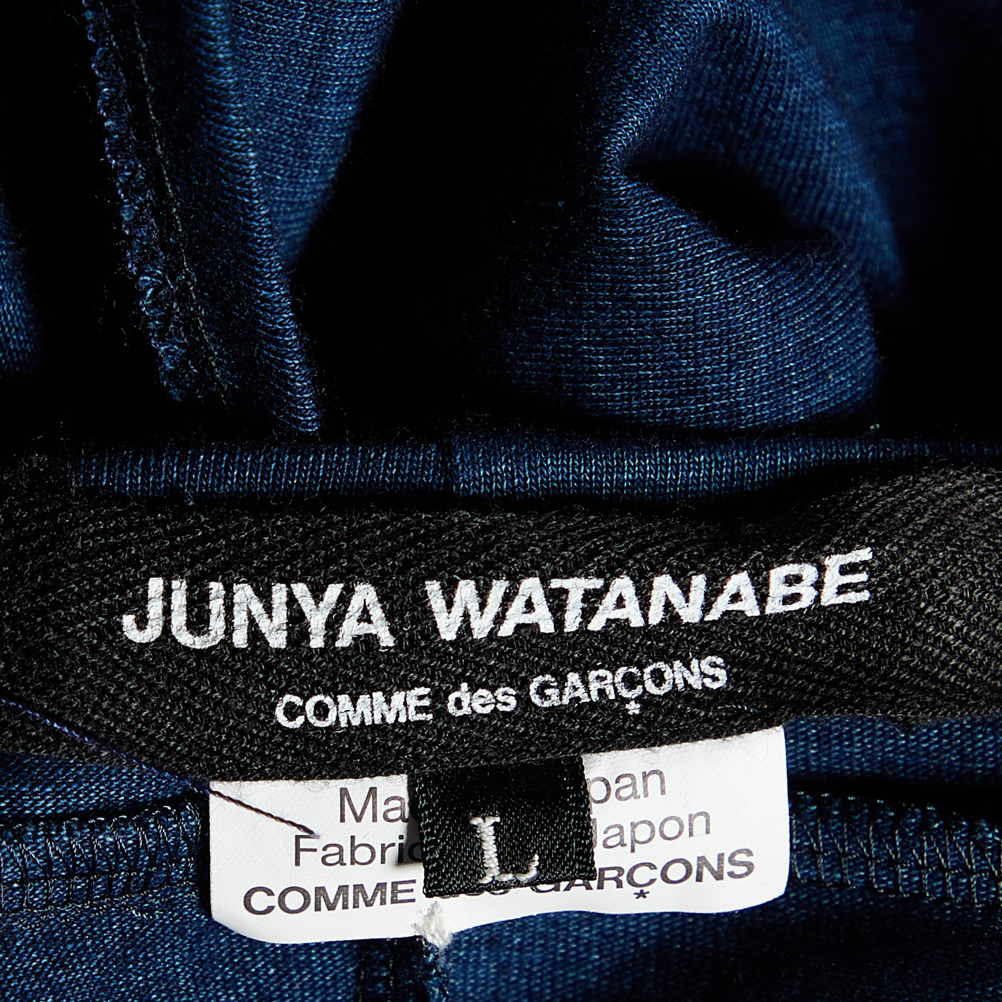 Junya Watanabe Comme Des Garcons Navy Blue Cotton Knit Fringed Detail Top L