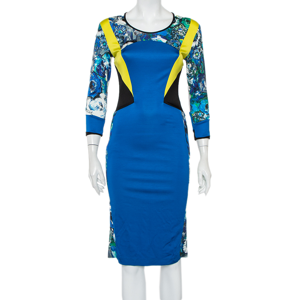 Just Cavalli Multicolor Paneled Jersey Sheath Dress M