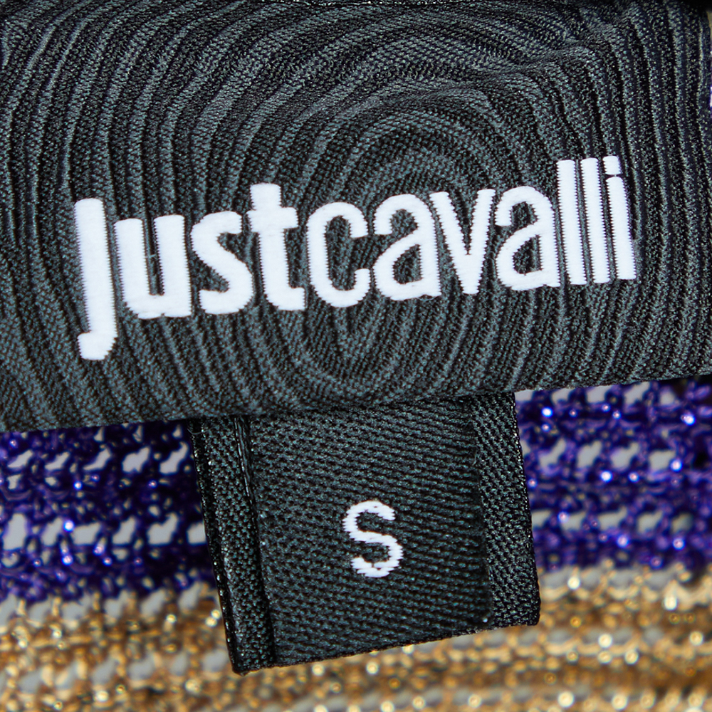 Just Cavalli Multicolor Striped Lurex Knit Crewneck T-Shirt S